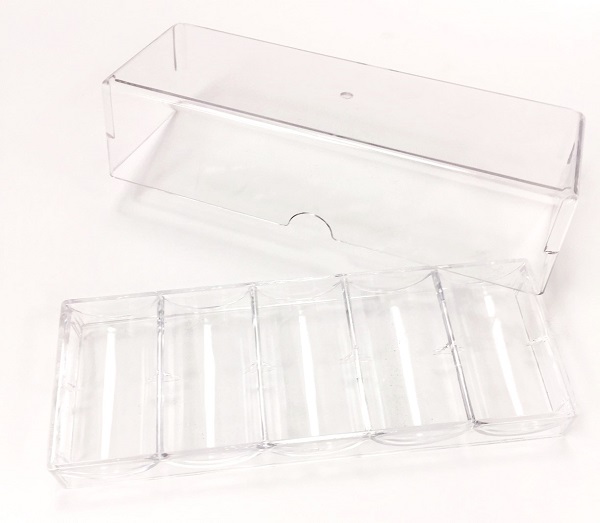 Chip Rack: Clear Acrylic Chip Rack with Lift-Lid (Horizontal). Holds 100- 39mm Round Chips. main image